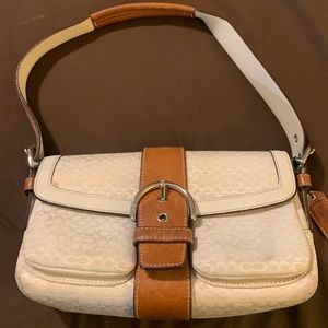 EUC Coach M04U-1444 Small Canvas Hobo Cream Handbag Purse